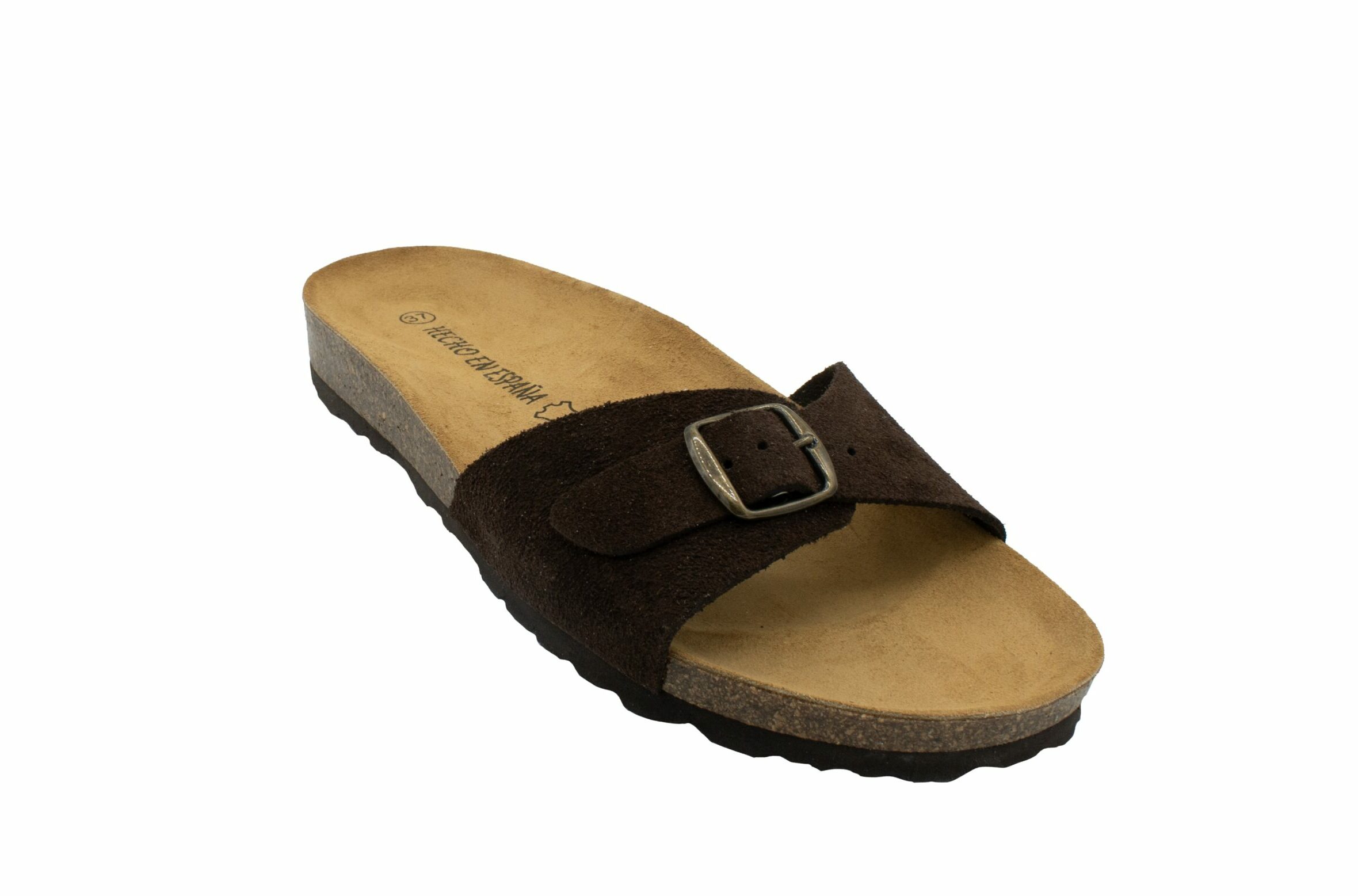 Sandalia Bio Marrón de Piel Serraje con Hebilla 39-51906